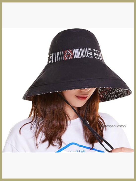 Accessories - Cotton Plaid Bucket Hat Packable Sun Hat UPF50+